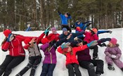 Flott skitur med skiglade barn